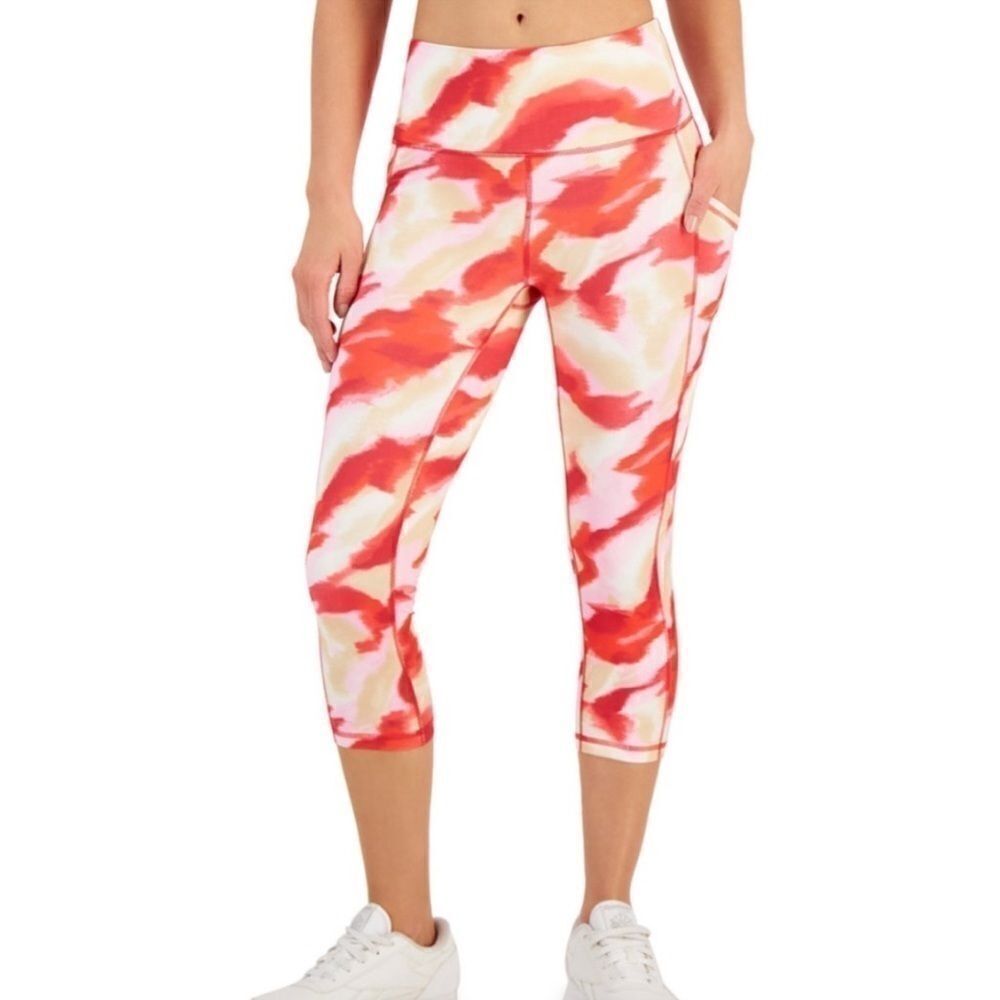 ID Ideology Women's Compression Side Pocket Cropped Leggings Red